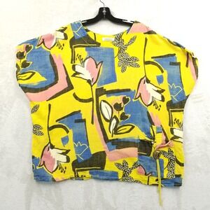 T by Transparente Tunic Women One Size Linen Cotton Painted Oversize Art to Wear